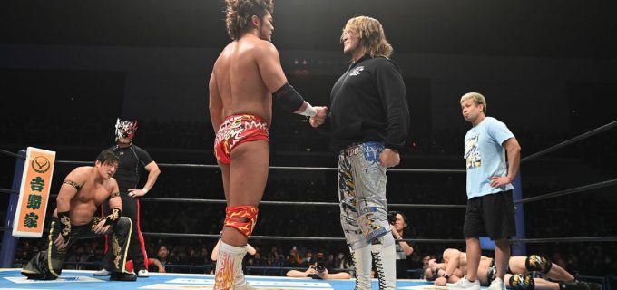 【新日本】上村優也が棚橋弘至と握手「Just 4 Guysは終わらせない」本隊との共闘は新局面へ