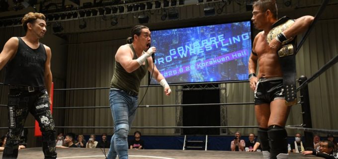 【ガンプロ】望月成晃が今成夢人を破り、“至宝”SOG王座がドラゴンゲートに流出！新王者は勝村周一朗を指名も、大家健が名乗りを挙げ大混乱