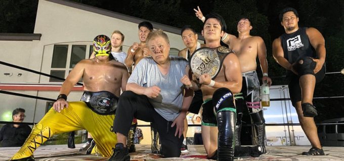 【大日本】佐藤孝亮、“犬神家”式エビ固めで商店街プロレスのメインを制す！