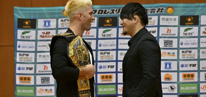 【新日本】9.28神戸決戦へ調印式で火花！王者ザック「EVILの陰に隠れて何ひとつ成し遂げていない」と成田を痛烈批判