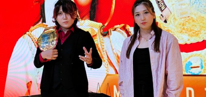 【マリーゴールド】青野「王者お疲れ様」、林下「お前が妬ましい」 マリーゴールドワールド王座戦、嫉妬と覚悟が渦巻く調印式