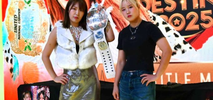 【マリーゴールド】王者・桜井、挑戦者・弓月を“踏み台”に二冠獲り宣言！ 怒りの弓月が急襲、UN王座調印式は大乱闘に「味わったことのない痛みを」