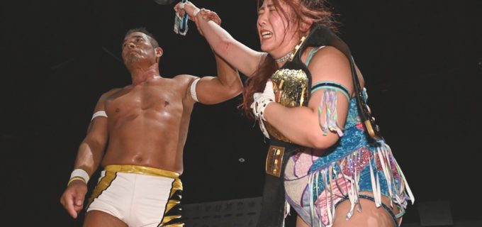 【ガンプロ】“ガンジョのエース”まなせゆうながSOG王者・望月成晃と大熱闘も女子初のベルト獲りならず！「ガンバレの名のつく、あのベルト巻けるよう頑張ります」