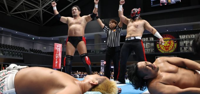 【新日本】デスペラード＆石川修司、毘沙門を撃破！ “進撃の巨人”石川がジャイアントスラムで3勝目「毘沙門の歴史をメチャクチャ感じた。ここに勝ったのはデカい」