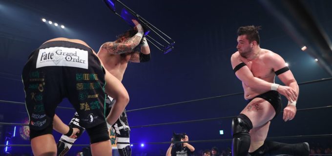 【新日本】遺恨の再戦はカラム・ニューマンのイス攻撃で反則裁定！帝国の若き獅子がドームでの5対5全面戦争を要求「HE・NA・REが戻って来る」