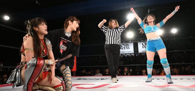 【東京女子】“現役JKレスラー”風城ハルが前哨戦で上原わかなを破りタッグ王座獲りに弾み！「この勢いをイッテンヨンで全部ぶつけたい」