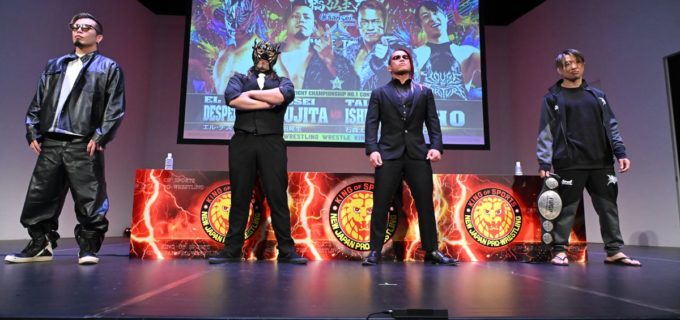 【新日本】IWGPジュニア次期挑戦者決定戦は“DOUKIゲーム”！ 王者は欠席も「SSS評価」のSHOを激推し、デスペラード、石森、藤田は「SHO狙い」で一致団結！？