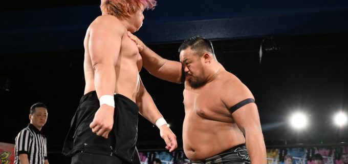 【DDT】飯野雄貴＆納谷幸男がKO-Dタッグ王座前哨戦でMAO＆KANONを撃破しベルト奪還宣言！「おまえら2人ともぶっ潰して、俺がてめえらの腰からベルト剥ぎ取ってやる！」