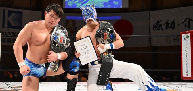 【大阪プロレス】タイガース＆佐野が死闘を制しタッグ王座初防衛！ 佐野が「徳島仕込みの大きな渦潮を巻き起こす」と咆哮／3.8大正大会