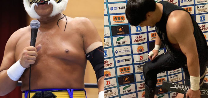 【新日本】タイガーマスクが佐賀のファンへ別れの挨拶！ 復讐に燃えるウルフアロンは成田との遺恨激化「今度の6月大阪城ホール、俺と闘え」