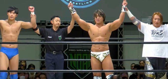 【ノア】遠藤哲哉が試合後に征矢学の足を極め無法挑発！「うるさい人は嫌い。そろそろ飯野を解放してやってくれ」と心理戦を展開
